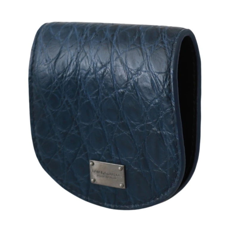 Blue Holder Pocket Wallet Exotic Skin Condom Case Caimano Leather - Men