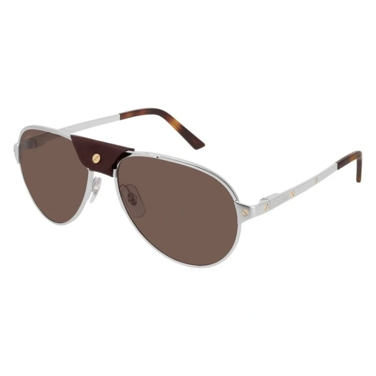 Santos de Cartier Brown Pilot Mens Sunglasses CT0034S 009 59