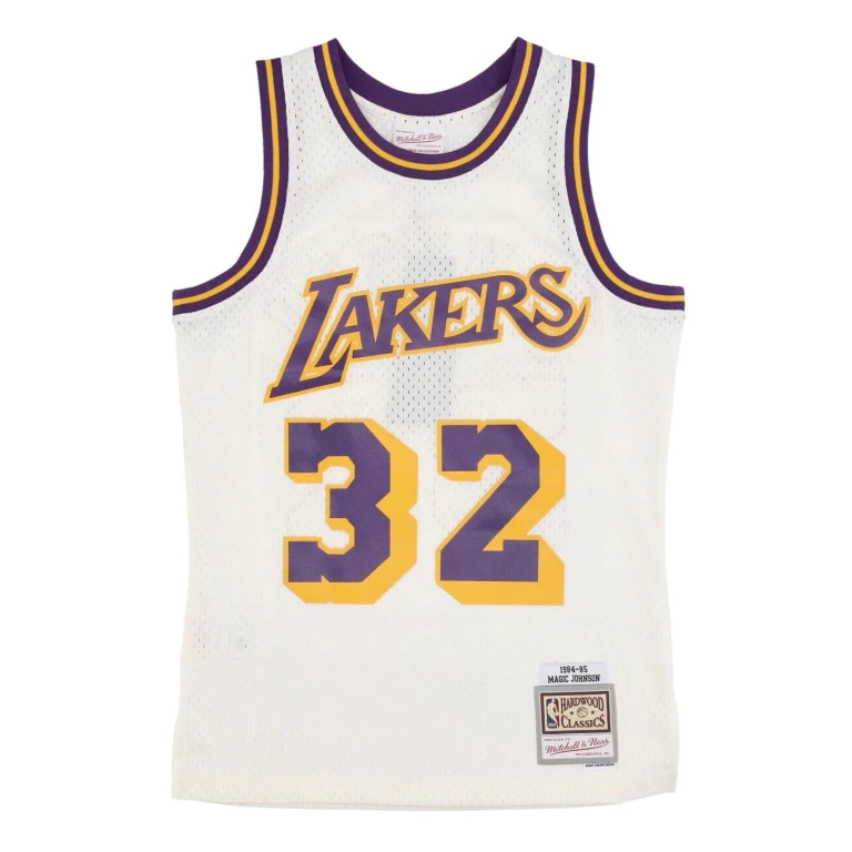 Men's Cream Team Color Swingman Jersey Lakers 1984 Magic Johnson Jerseys