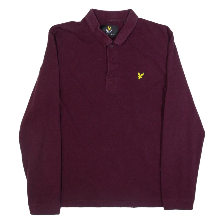 LYLE & SCOTT Mens Polo Shirt Red Long Sleeve L