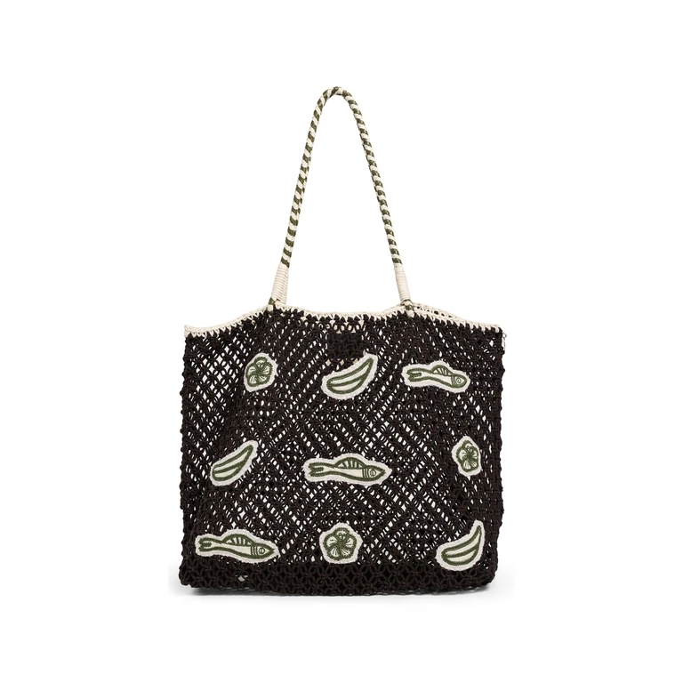 Clare V. Lete Macrame Tote Bag Chocolate One Size