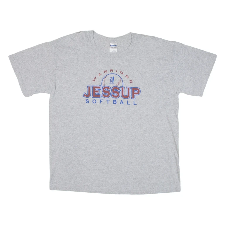 GILDAN Warriors Jessup Softball Mens T-Shirt Grey USA L