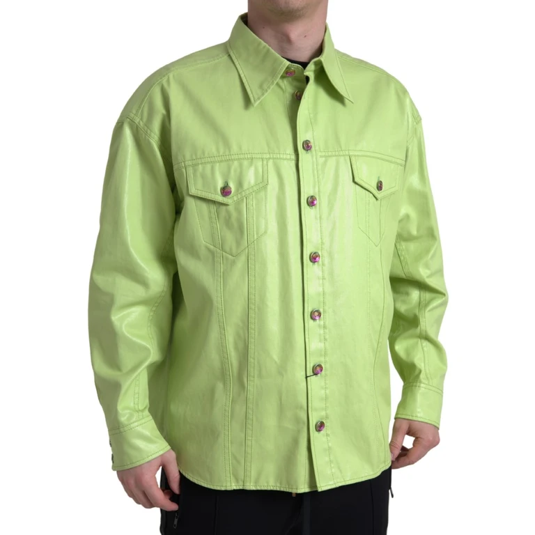Dolce & Gabbana Green Cotton Collared Button Down Shirt - Men