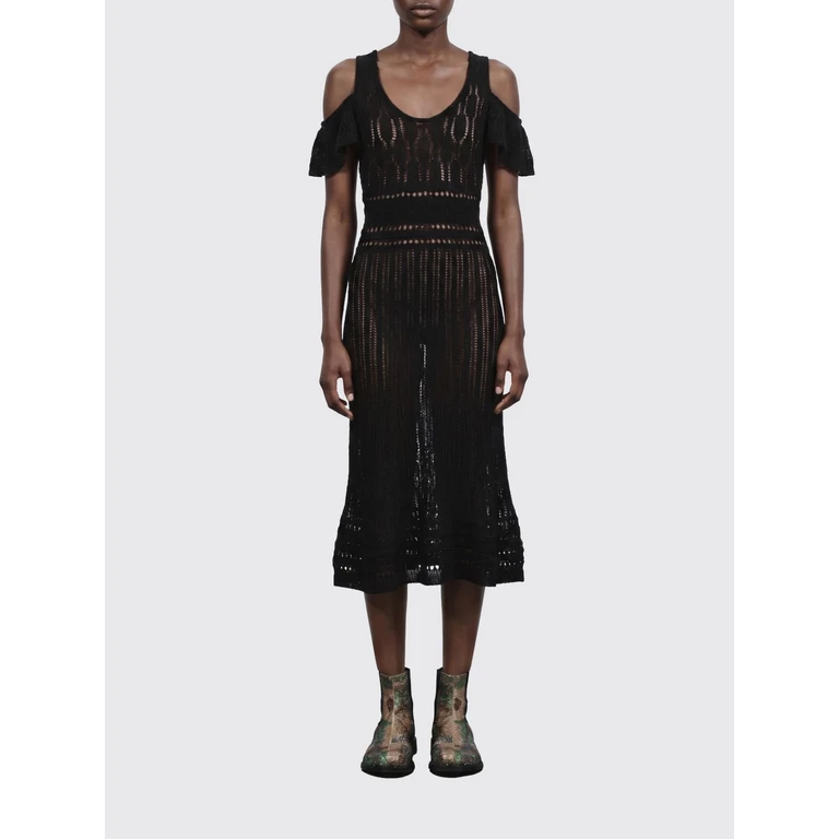 JW ANDERSON Off-the-Shoulder Crochet Knit Midi Dress (KW1483YN0489999)