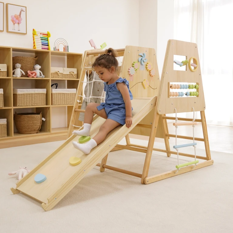 Cherry 5-in-1 Wooden Indoor Climber - Montessori Play Gym for Toddlers & Kids