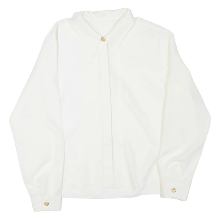 Womens Shirt White Collared Long Sleeve L
