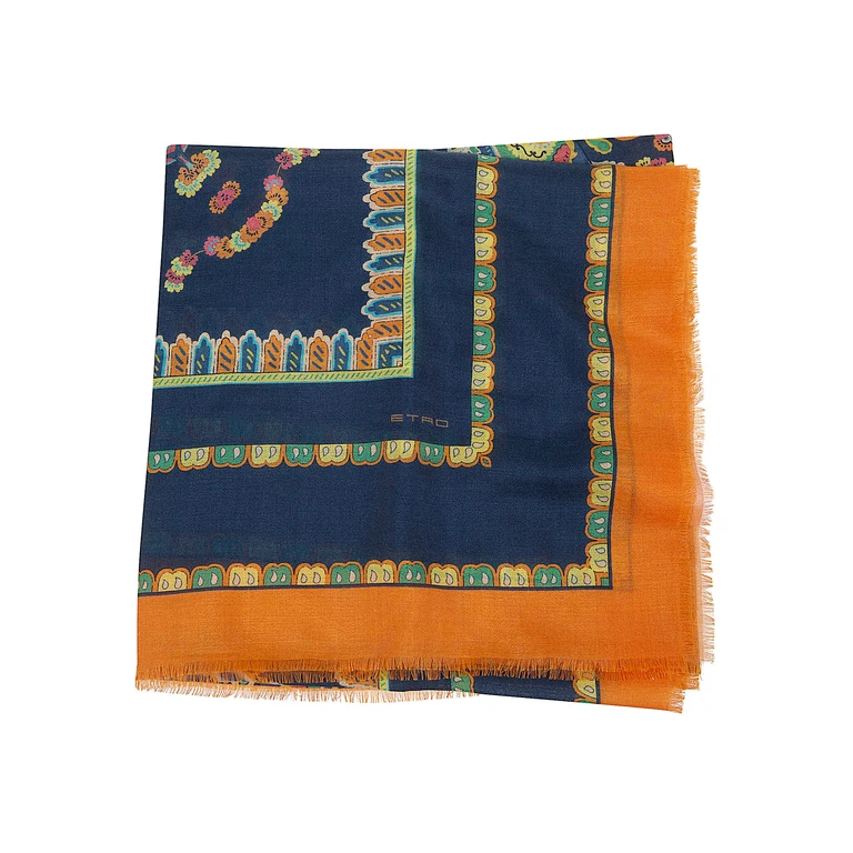 Paisley Print Square Scarf in Silk, Cashmere and Wool (WAYA0001AKE54S9880)