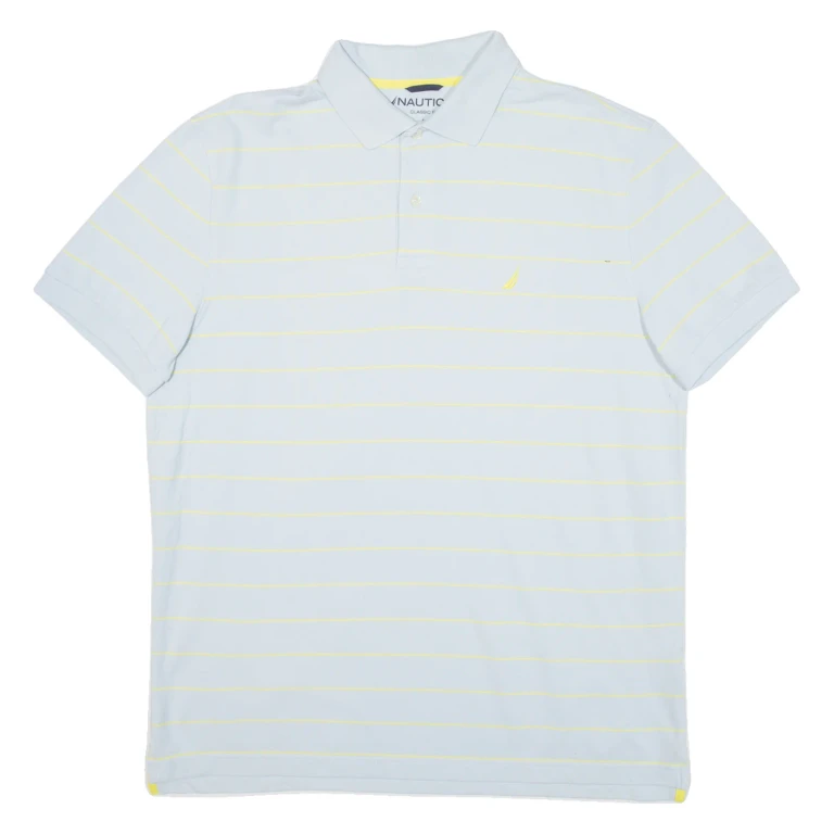 NAUTICA Mens Polo Shirt Blue Striped L
