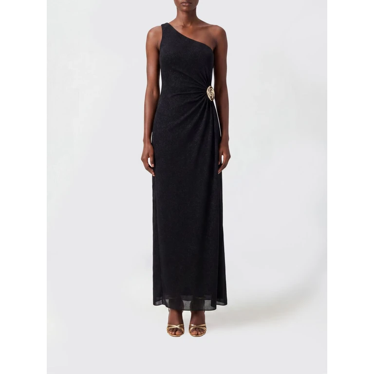 OSÉREE One-Shoulder Long Lurex Evening Gown (MSF268BLACK)