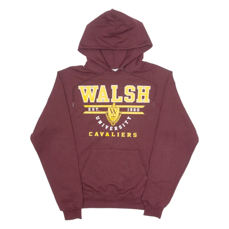 CHAMPION Walsh University Cavaliers Mens Maroon Hoodie USA S
