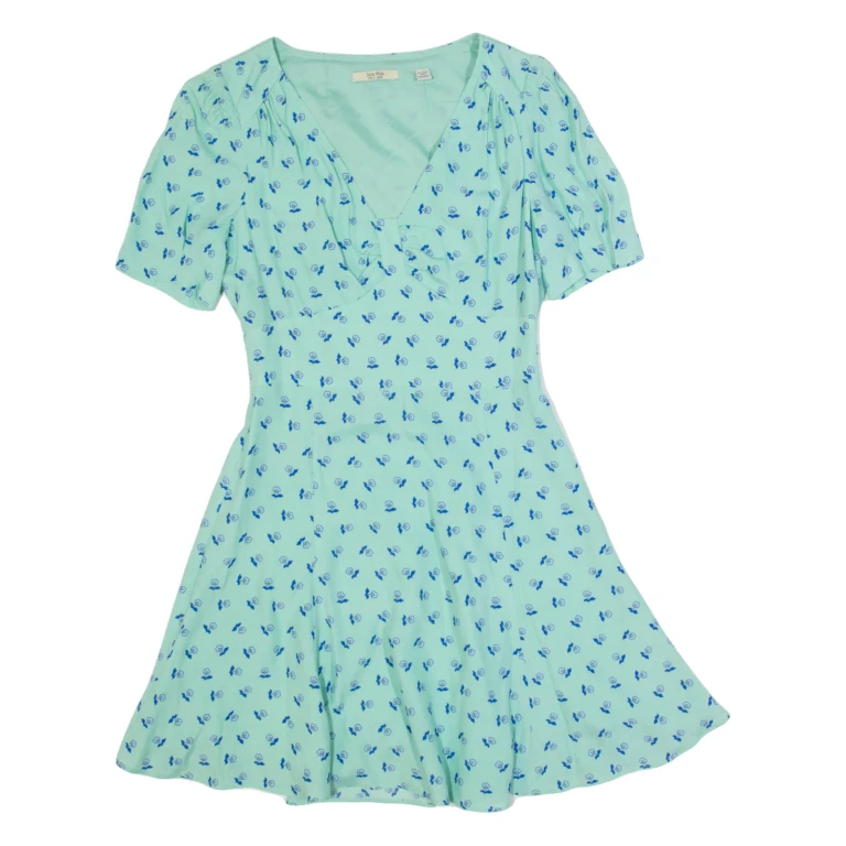 JACK WILLS Womens Day Dress Blue Floral Short Sleeve Knee Length UK 8