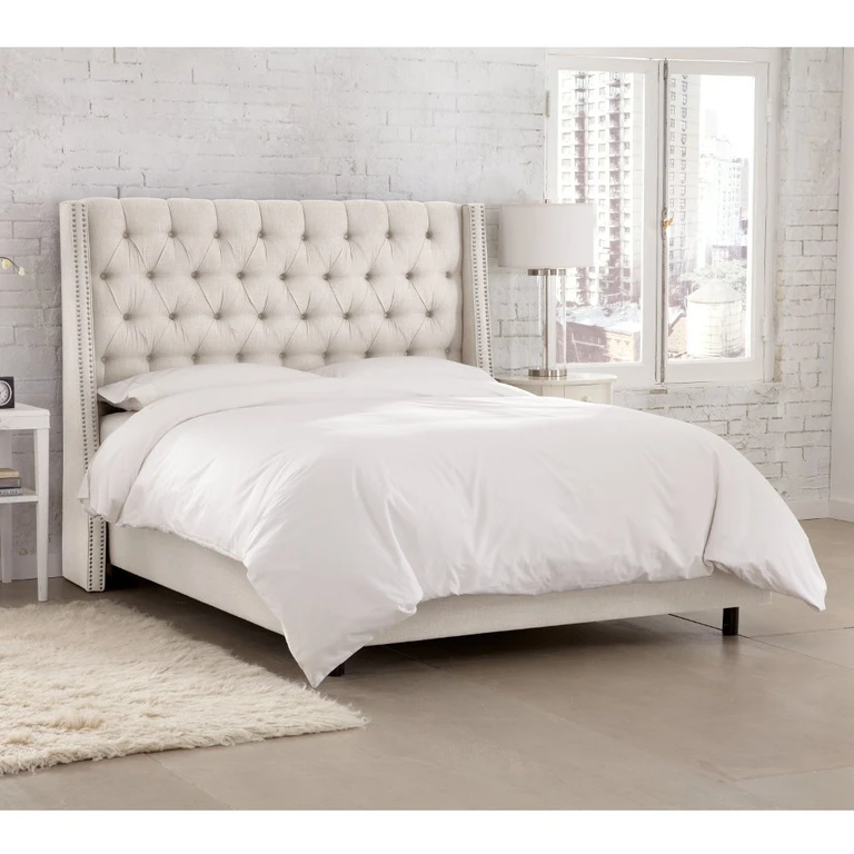 Riley Cream Flared Wingback King Bed - Skyline Furniture