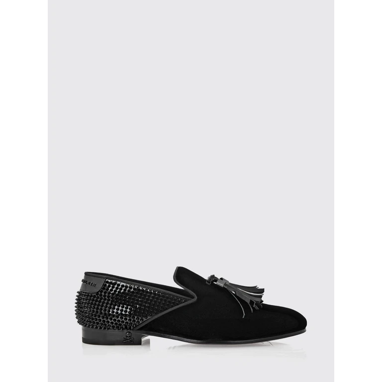 Suede and Patent Leather Loafers with Studs and Tassels (AACSMSB0710PLE132N02)