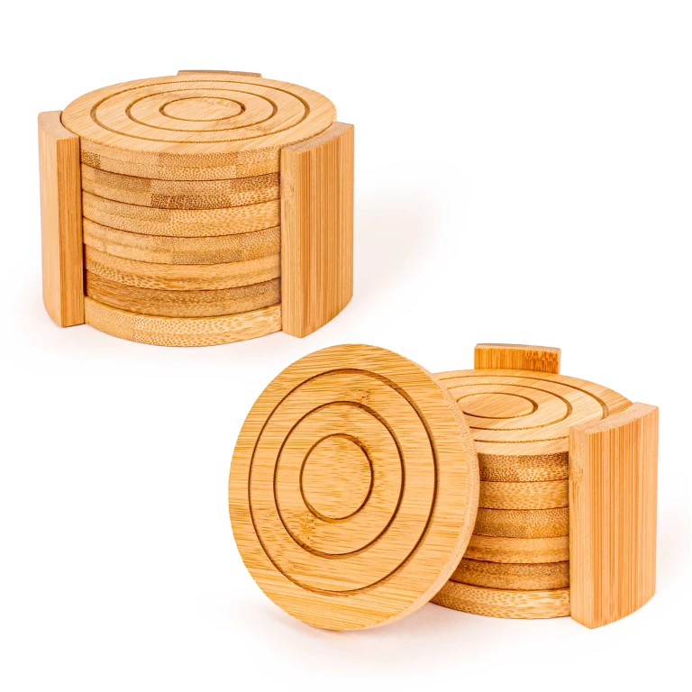 Bamboo 14pc Coasters Set, Round