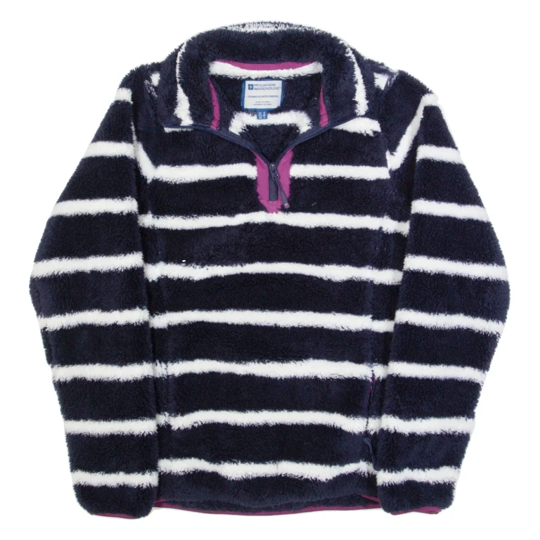 MOUNTAIN WAREHOUSE Pullover Womens Fleece Jacket Blue Striped UK 8