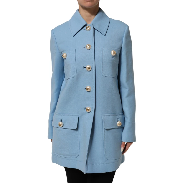 Dolce & Gabbana Blue Buttoned Down Trench Coat Jacket Clothing - Women