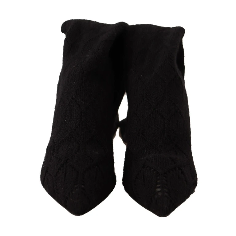 Dolce & Gabbana Black Stretch Socks Knee High Booties Shoes Fabric - Women