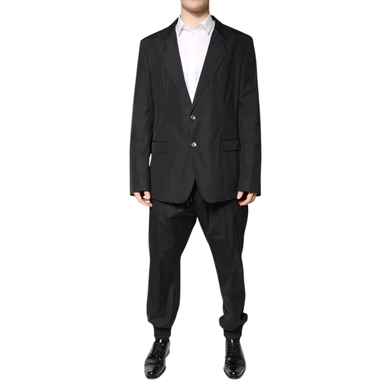 Dolce & Gabbana Black Cotton Single Breasted 2 Piece Suit - Men