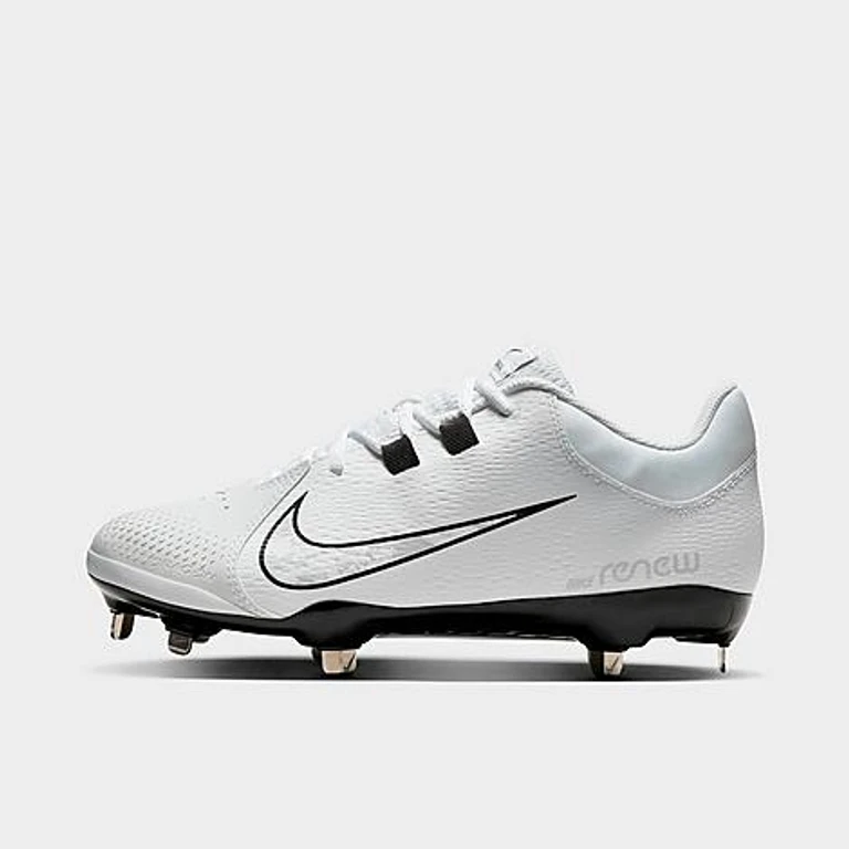 Nike Women's Hyperdiamond 4 Pro Softball Cleats in White/Black/Wolf Grey Size: 5.0