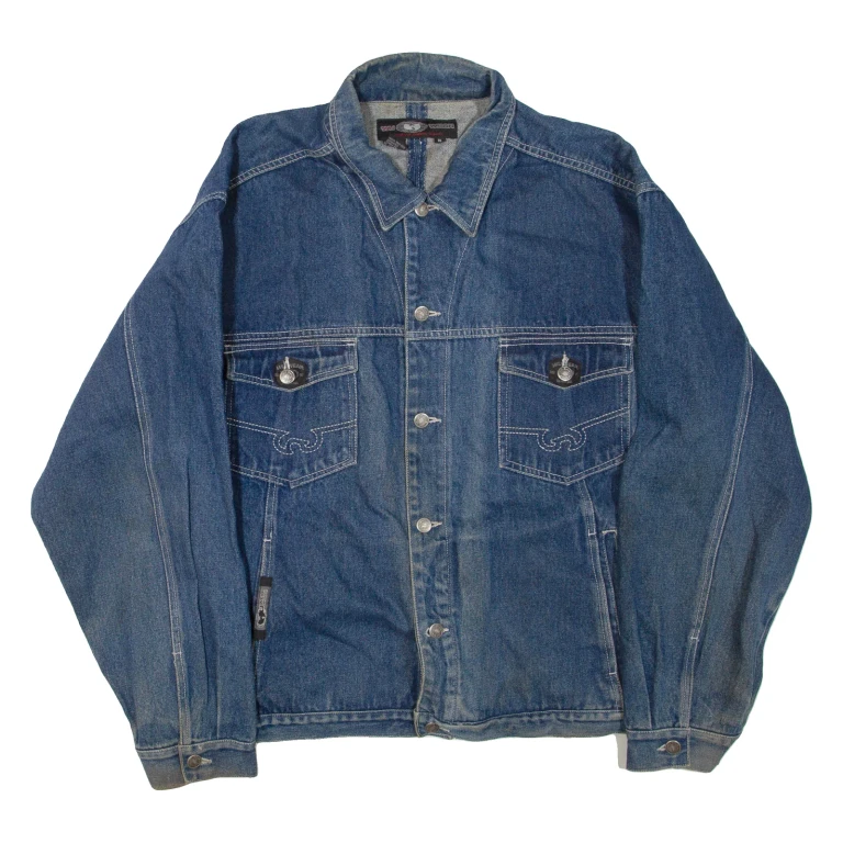 WU WEAR Mens Denim Jacket Blue XL