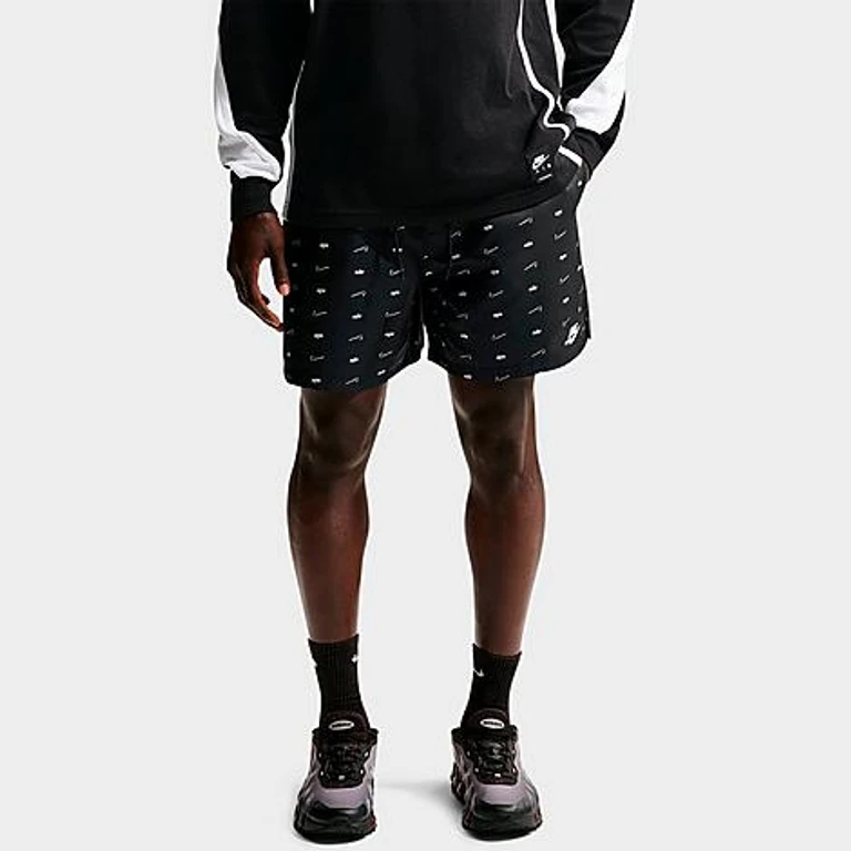 Nike Men's Sportswear Club Monogram Woven Flow Shorts in Black/White Size: XS