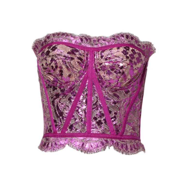 Dolce & Gabbana Pink Bustier Sleeveless Corset Blouse Top Cotton Nylon Viscose - Women