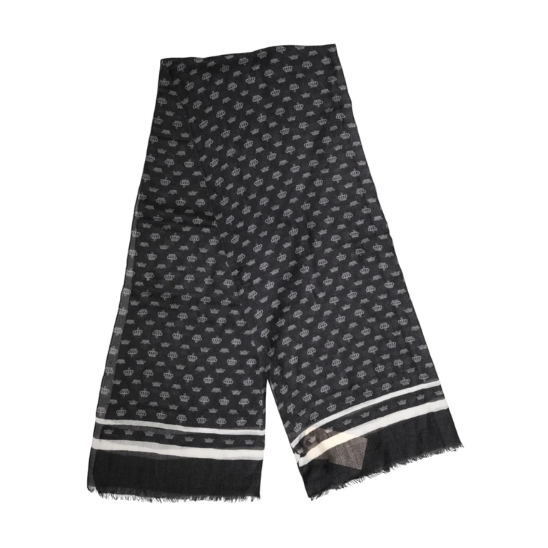 Dolce & Gabbana Black Crown Cashmere Neck Wrap Shawl Scarf - Men