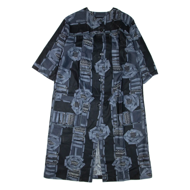 Womens Day Dress Blue Short Sleeve Knee Length L