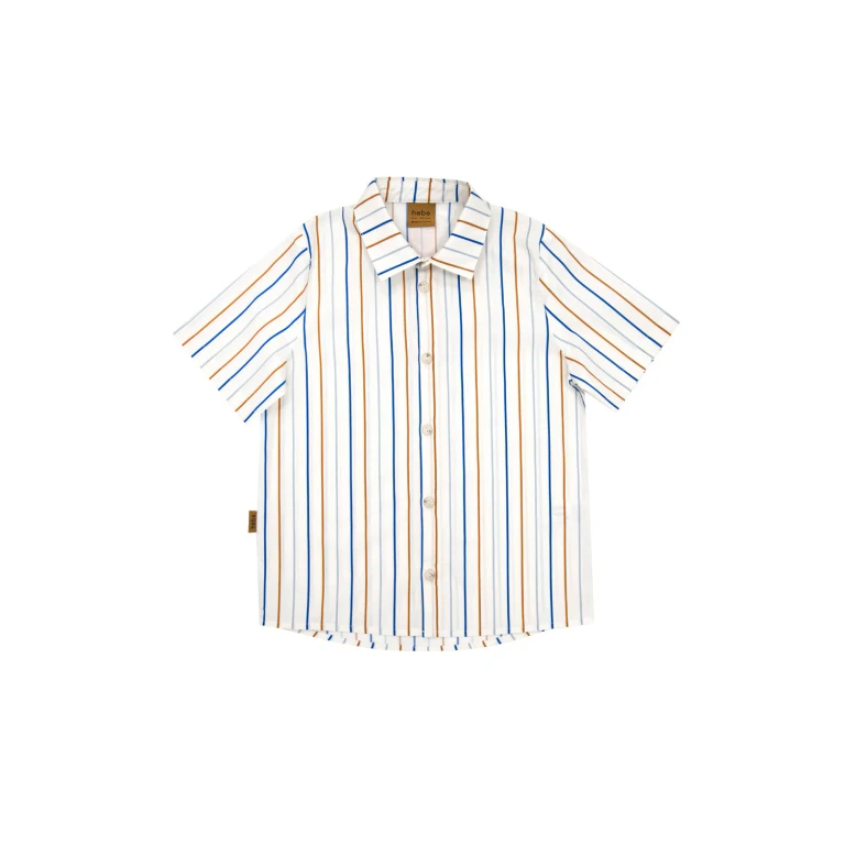Boys Striped Shirt Blue & Sand - 1-2 years