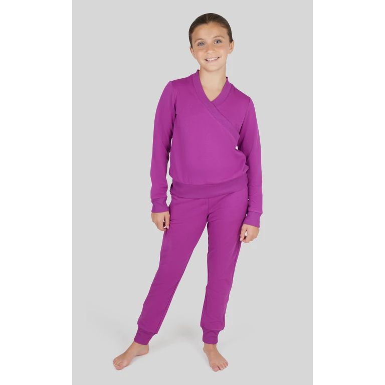 Girls 2 PC Terry Crossover Long Sleeve Top + Brushed Jogger Set