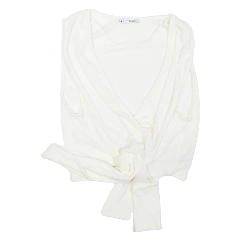 ZARA Womens Cropped Top White V-Neck Sleeveless M