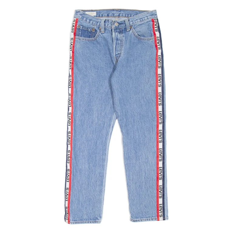 LEVI'S 501 BIG E Jeans Spell Out Womens Blue Regular Straight W26 L25