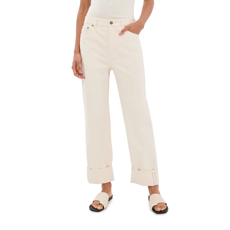 Tibi Selvedge Denim 5 Pocket Alec Jeans Natural 26