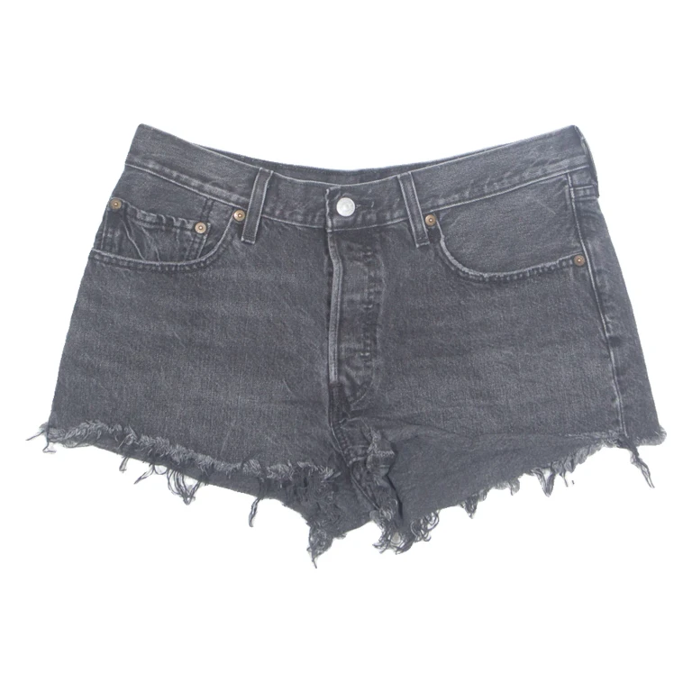 LEVI'S Cut Off 501 Womens Denim Shorts Black Relaxed M W32
