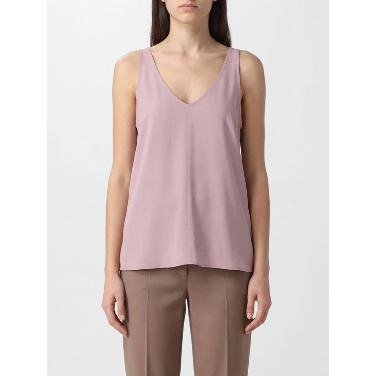 Silk-Blend Top with V-Neck and Off-the-Shoulder Design (41365412ROSA)