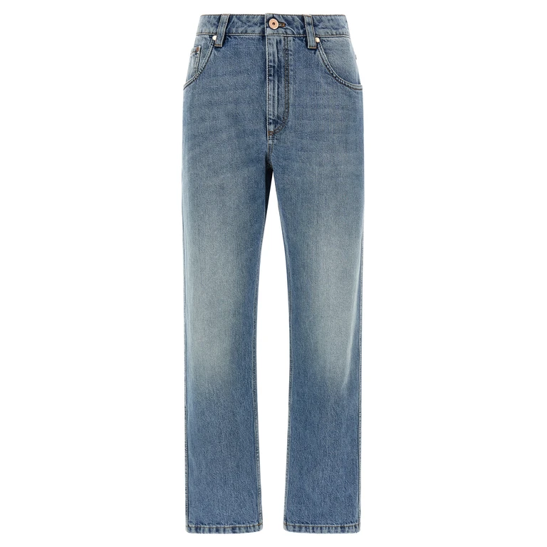 Brunello Cucinelli Blue Cotton Straight-Leg Jeans Clothing - Women