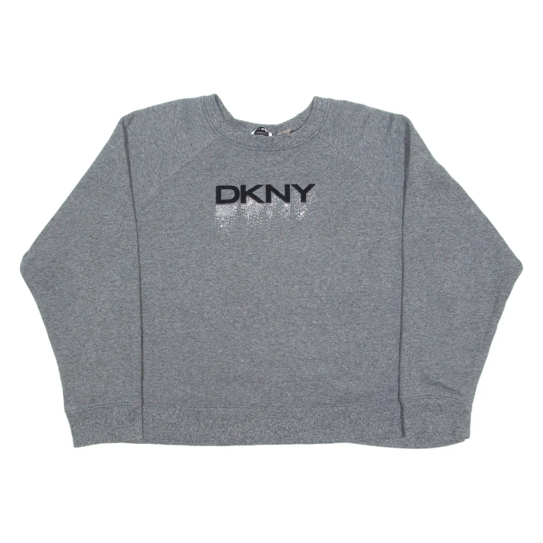DKNY Cropped Womens Sweatshirt Grey Crew Neck M