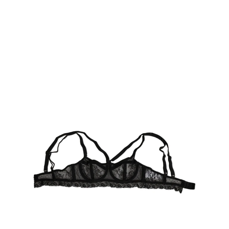 Dolce & Gabbana Black Floral Lace Nylon Balconcino Bra Underwear Viscose Clothing - Women