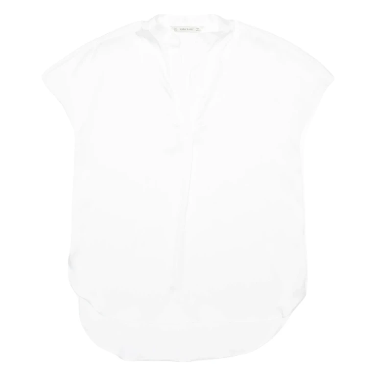 ZARA Womens Vest White V-Neck Sleeveless Silk S