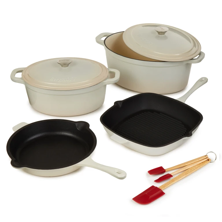 Neo 9pc Cast Iron Cookware Set, Meringue