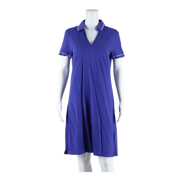 TOMMY HILFIGER Polo Womens T-Shirt Dress Blue Short Sleeve Knee Length M