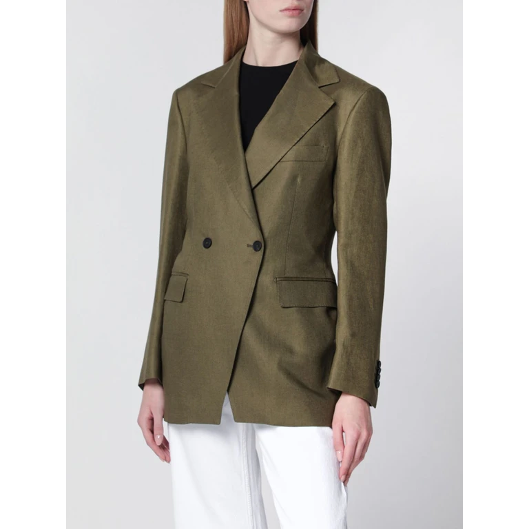 Double-Breasted Linen Blazer with Lapel Collar (JASTRA340021EV962)