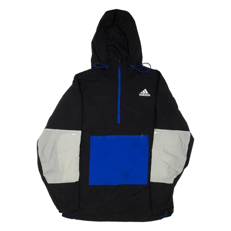 ADIDAS Mens Anorak Jacket Black Hooded S