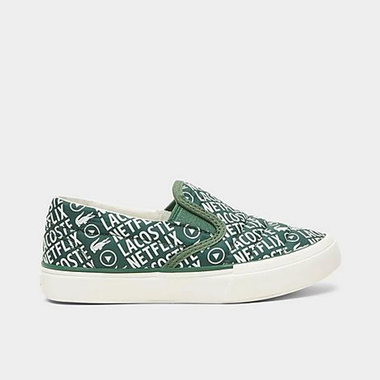 Lacoste Kids Toddler x Netflix Jump Serve Slip-On Casual Sneakers in Green/White Size: 4.0