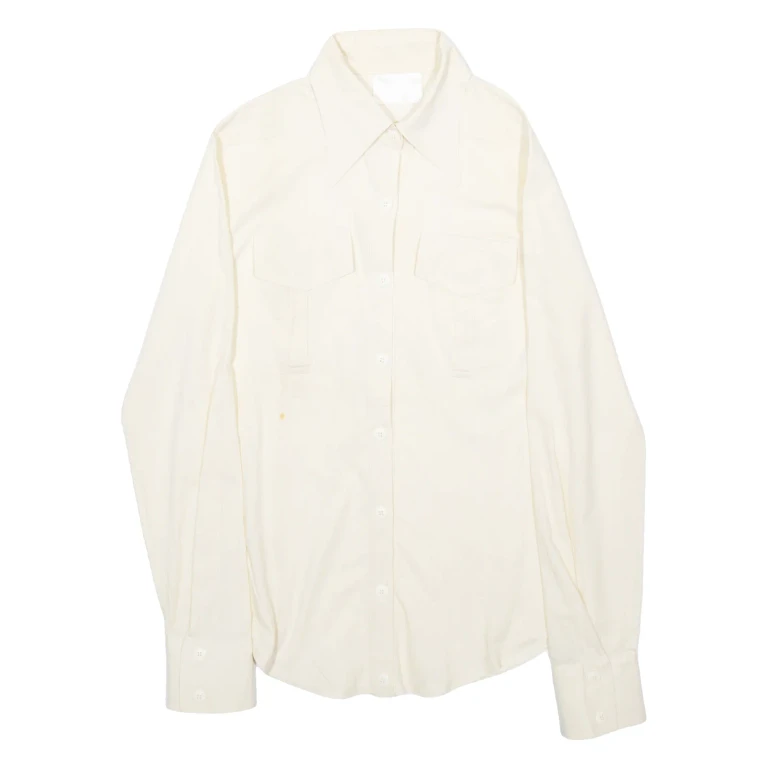 BRABEK DESIGN Womens Plain Shirt Beige Long Sleeve S