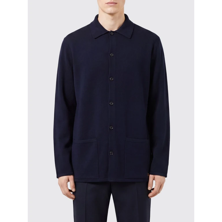 Merino Wool Cardigan with Patch Pocket (KA06QBLY598)