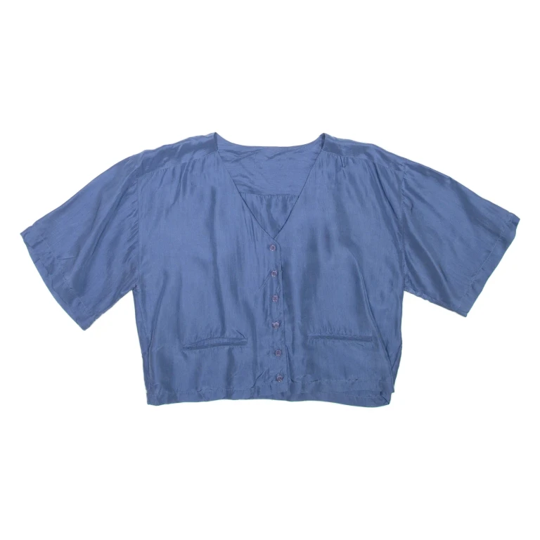 Womens Cropped Top Blue V-Neck M