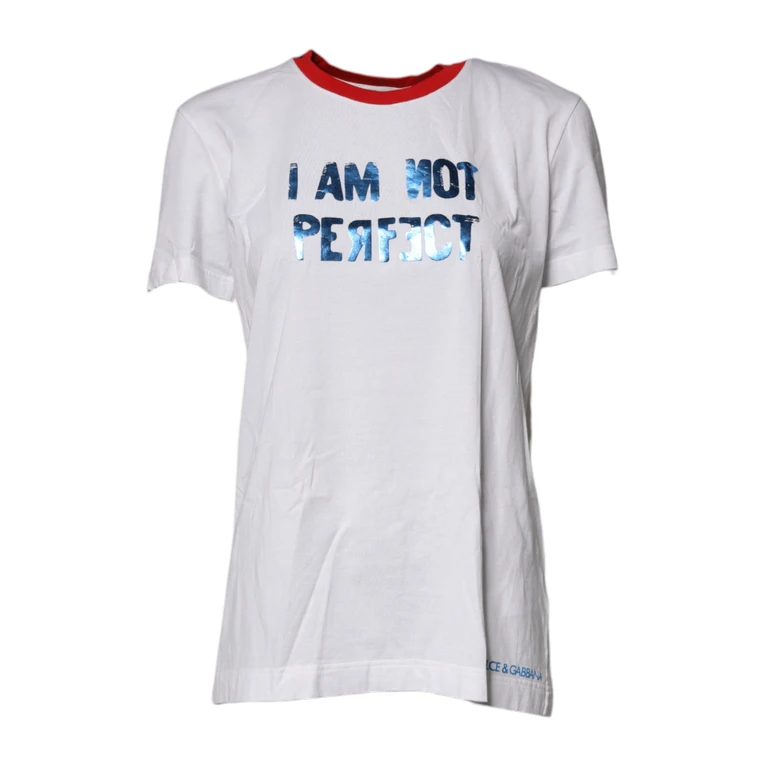 Dolce & Gabbana White Graphic Print Cotton Crew Neck T-Shirt - Women