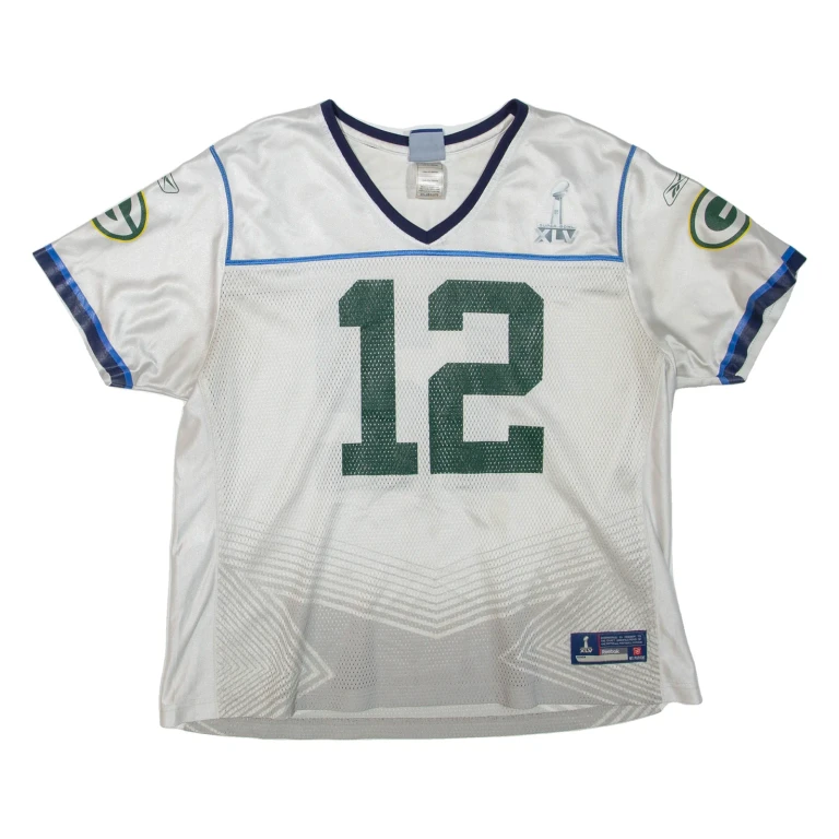 REEBOK X NFL Green Bay Packers Womens Jersey White USA V-Neck 2XL
