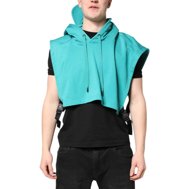 Green Cotton Hooded Men Sportswear Vest Sweater Polyester Clothing - Men